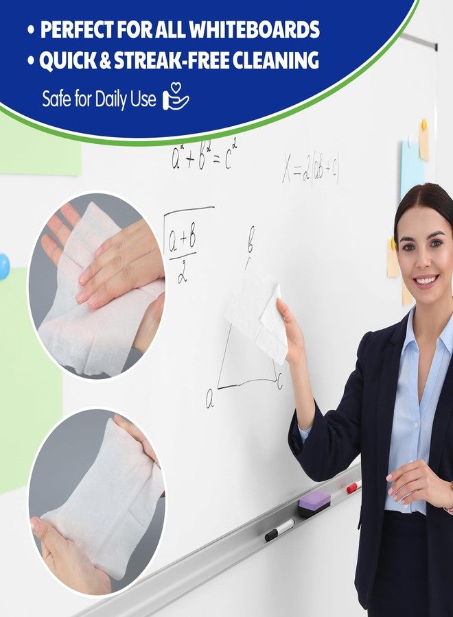 Heigble 60 Counts Whiteboard Wet Wipes Dry Erase Board Cleaning Non-toxic Whiteboard Wipes Resealable Convenient Dry for Home Classroom School Office - Image 5